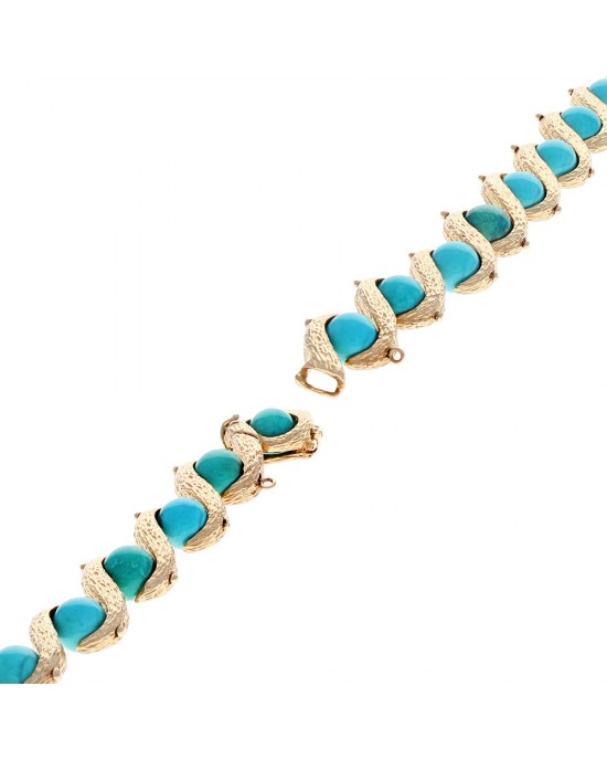 S Link Turquoise Ball Bracelet with Custom Clasp